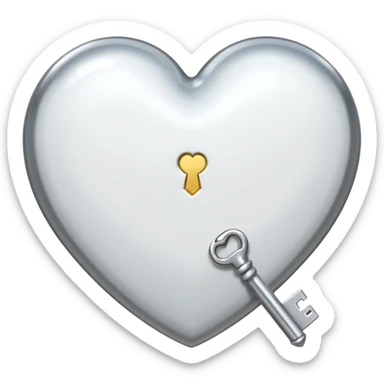 white heart with a key sticker