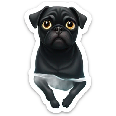 Black pug swimming  sticker