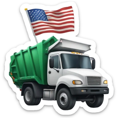 Donald Trump flying the American flag driving a garbage truck sticker