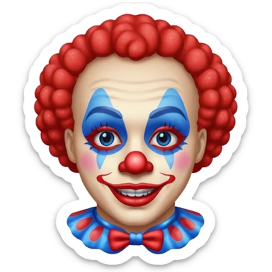 glitter red and blue clown happy sticker