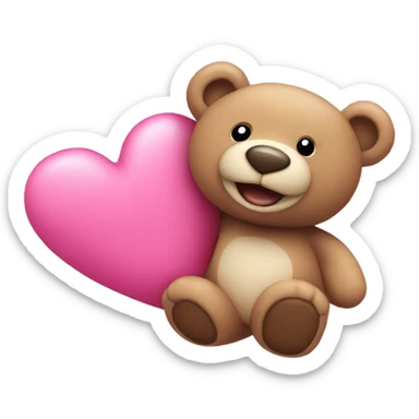 pink heart and happy teddy bear sticker