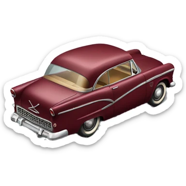 50's dark red car  sticker