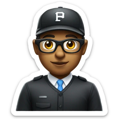 Mulatto umpire confident business young adult cat pfp with smart glasses, eyes gleaming with redemption sticker