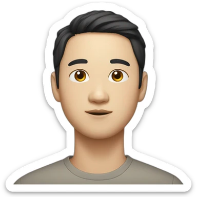 Korean man ,30 years old, with black hair, and light skin and he’s look like cat sticker