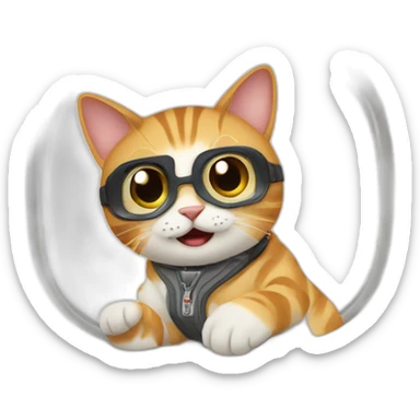 Funny cat in airplane sticker