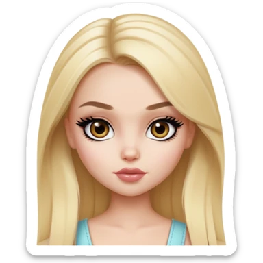 pretty bratz girl, clean girl style, blonde hair,  hazel eyes, black eyeliner, pale skin sticker