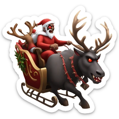 Satan’s sleigh pulled by 8 scary reindeer  sticker