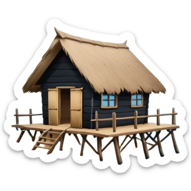 A hut on the edge of the ocean sticker