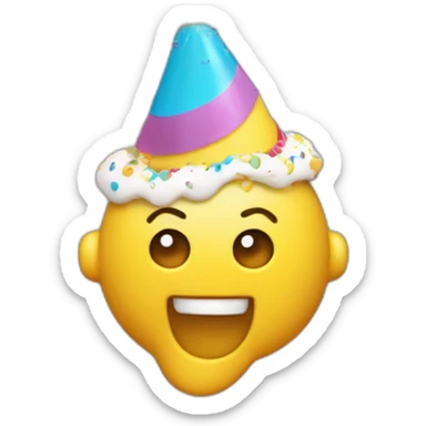 partying face blowing popper, party popper, birthday cake sticker