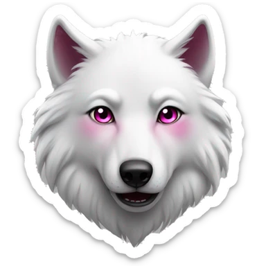 white wolf  with dark pink eyes sad sticker
