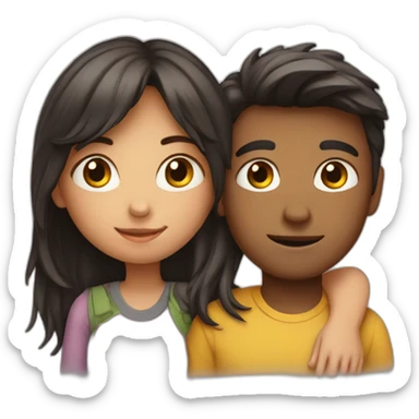 Girl leaning on boy sticker