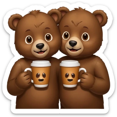 bears drinking coffee  sticker