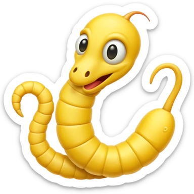 Yellow worm with a weird head sticker