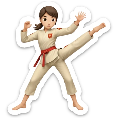 Silhouette of a kicking girl (martial arts) sticker