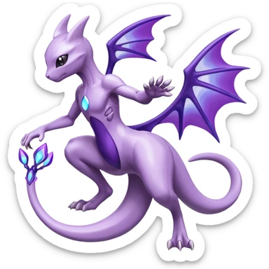 Mewtwo-Lunala-Fakémon-hybrid-creature (full body)  sticker