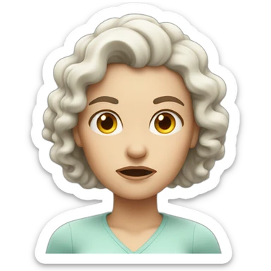 curly white woman with an angry expression on her face sticker