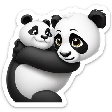Panda and simba hugging  sticker