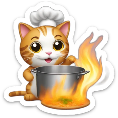 Cat cooking sticker