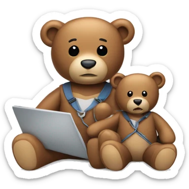 teddy bear marketing hard working  sticker