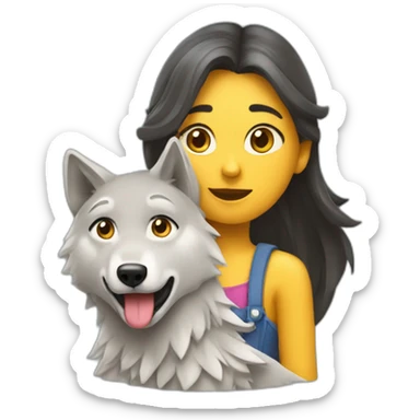 Loup qui embrasse une fille sticker