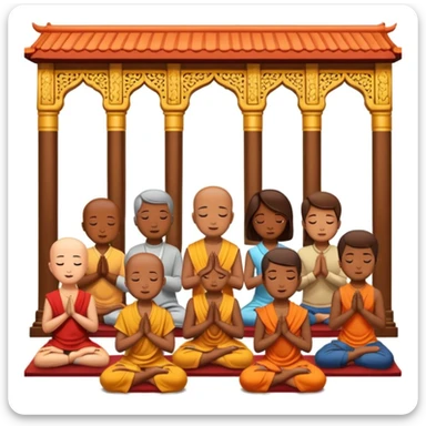 people praying in a Buddhist temple sticker
