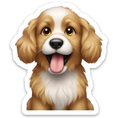 fluffy cute puppy dog sticking out his tongue sticker