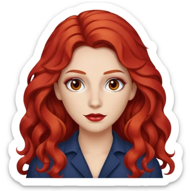 Chappell Roan (b.1998) with red long wavy hair, makeup sticker