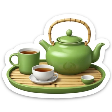 japan bamboo tray with a teapot and cup sticker