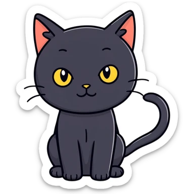 Sad black cat sticker