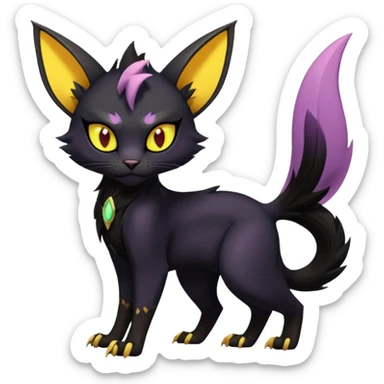 Black edgy Noivern-Noibat-Purloin-Torracat-Lykoi-Caracal-cat-Fakemon-fusion-hybrid-creature sticker