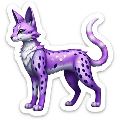 Epic Edgy Black White Purple ethereal eldritch Sergal-shiny sparkle starry Serval-Fionbri full body sticker
