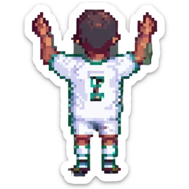 Ronaldo, pixel art style, celebrating a goal sticker