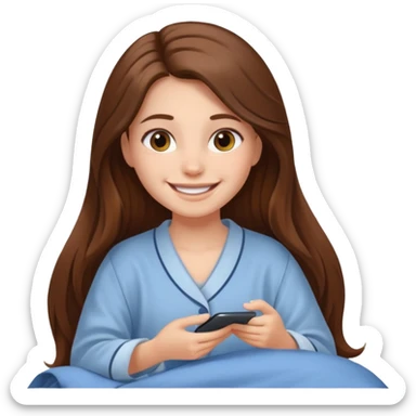 smiling girl with long hair getting ready for bed sticker