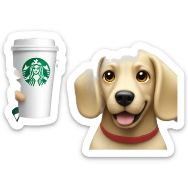 Dog and blonde woman driving drinking Starbucks coffee sticker