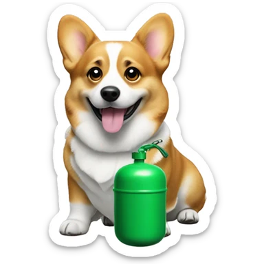 Corgi with green gas next to it sticker