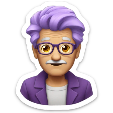 ultra ego grandpa with purple hair sticker