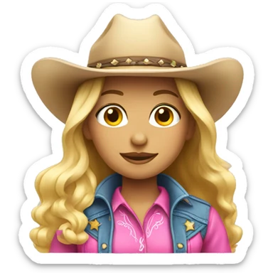 Pink cowboy blonde girl sticker