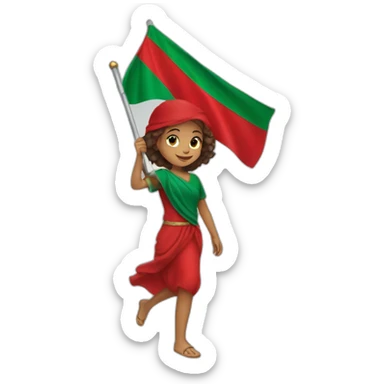 A girl carrying the flag of Morocco   sticker