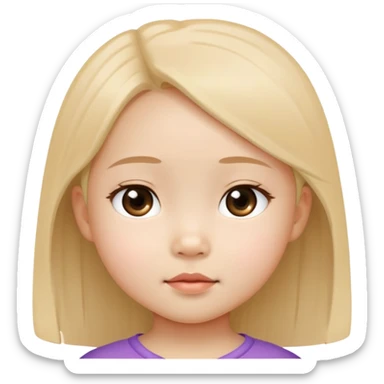 toddler girl face, Asian eyes, light skin, straight hair, no neck sticker