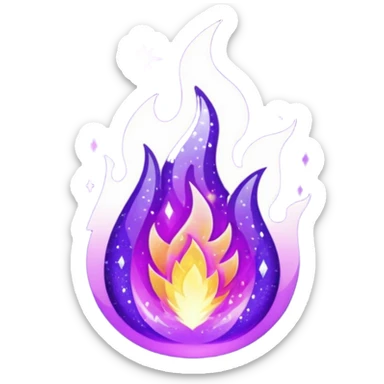 glitter purple fire sticker