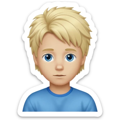 A blonde boy with long fluffy hair only in the front  with it short on the sides sticker