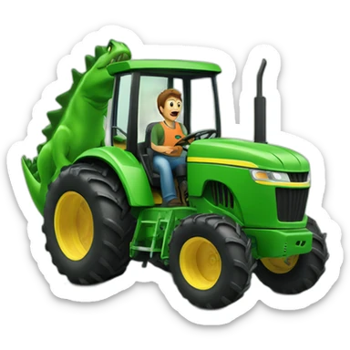 green-tractor-with-t-rex-driving-inside sticker