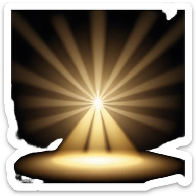 Cinematic Realistic Stage Spotlight, a focused beam of golden light cutting through the darkness, subtle dust particles visible in the air, glowing with an electrifying, dramatic energy. sticker