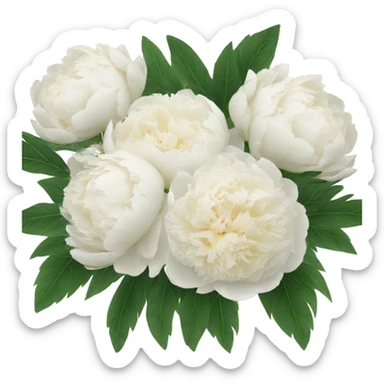 White peonies bouquet  sticker