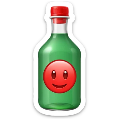 Bouteille de jet 27 avec un liquide vert à l’intérieur et un bouchon rouge sticker