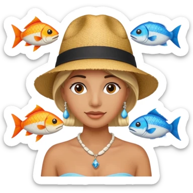 Hatted ancient People & Fish Bone Necklaces sticker