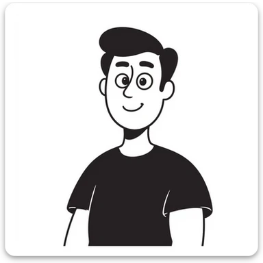 Attractive man in his 40s with youthful appearance, light brown skin, elongated face, defined jawline, medium dark eyes, arched eyebrows, straight nose, handsome friendly expression, short dark hair styled upward, athletic build, wearing a fitted black t-shirt sticker