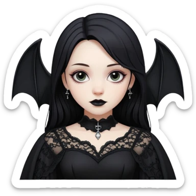 A girl with a goth vampire look in a goth dress with long bat sleeves sticker