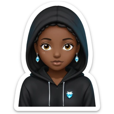 Black girl with Black hoodie with rhinestones sticker