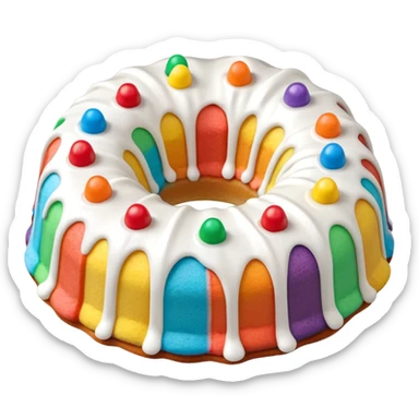 white frosted Bundt rainbow chip cake sticker